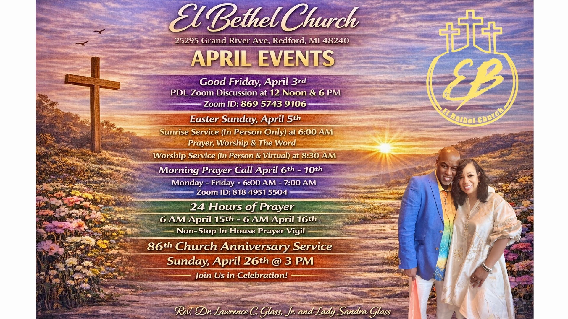 El Bethel Church April 2026 Events — Good Friday, Easter, 24 Hours of Prayer, 86th Anniversary